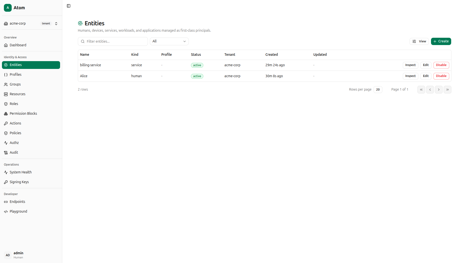 Atom Entity Management